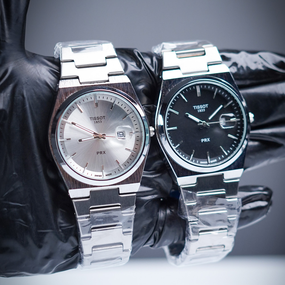 06 Tissot 1853 PRX – Elegant Swiss Stainless Steel Watch | Black & White Dials