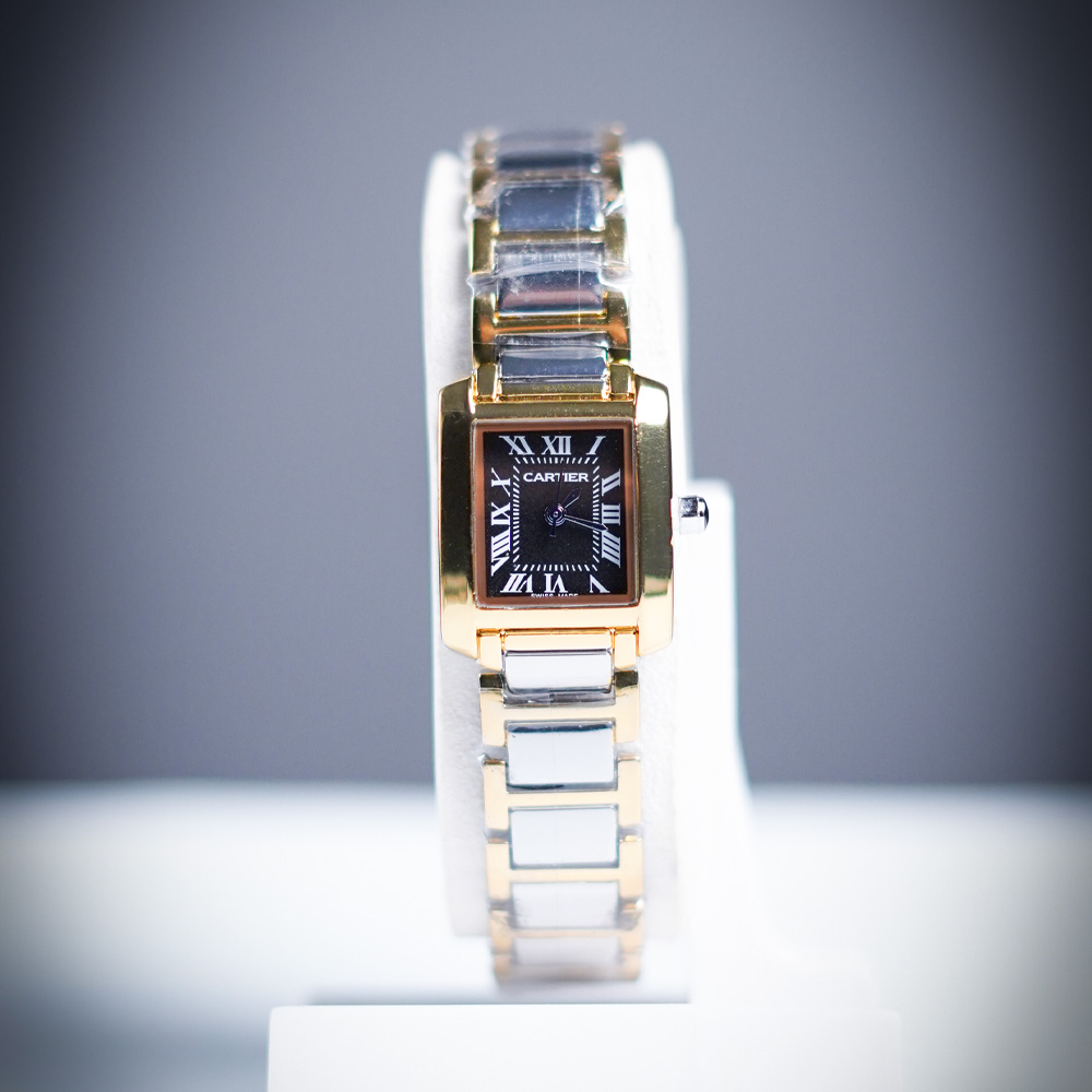 Cartier Tank Française 20MM Women’s Watch – Black Roman Dial in Classic Stainless Steel