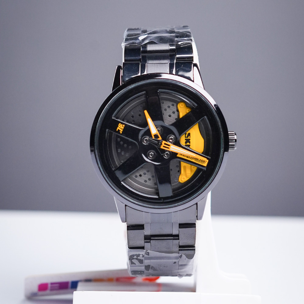 Original SKMEI 1787 – Rotating Wheel Rim Watch | Green, White & Yellow