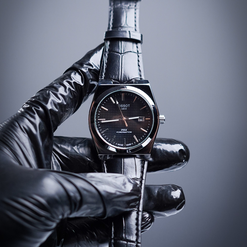 Tissot-1853-leather-black-03 Tissot PRX 1853 Powermatic 80 – Leather Strap Automatic Watch | Brown, Gray, Green & Black