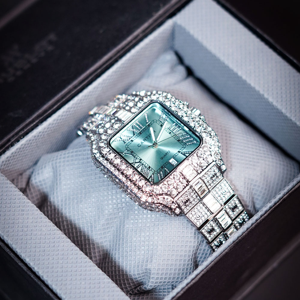 Cartier Arabic Diamond Blue 03 Cartier White Stone Watch – Blue Dial | Timeless Elegance & Luxury Craftsmanship