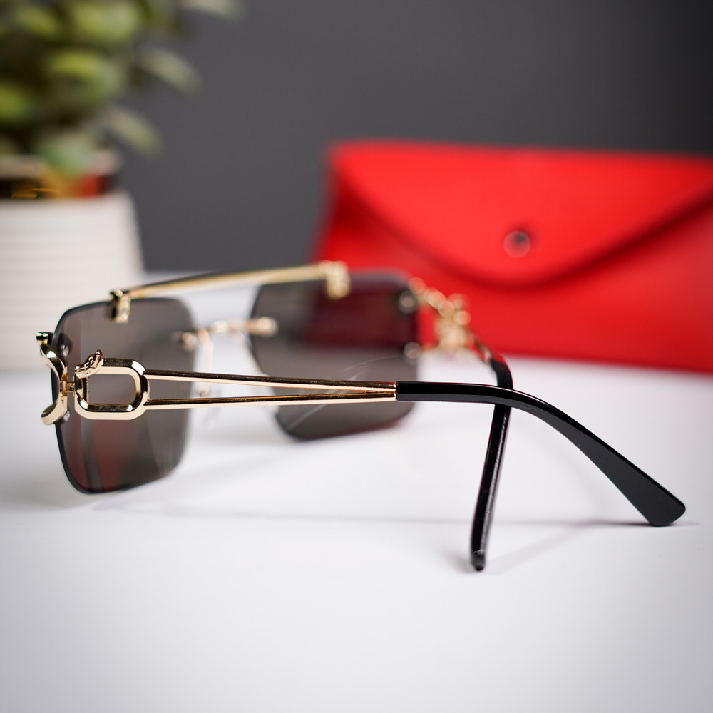 Rectangle Sunglasses Black 03 Trendy Rimless Square Sunglasses – Tinted Lens for Bold, Modern Style