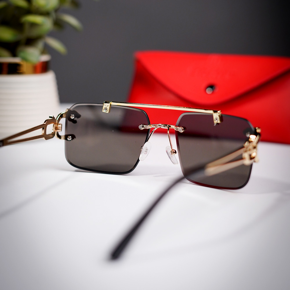 Rectangle Sunglasses Black 04 Trendy Rimless Square Sunglasses – Tinted Lens for Bold, Modern Style