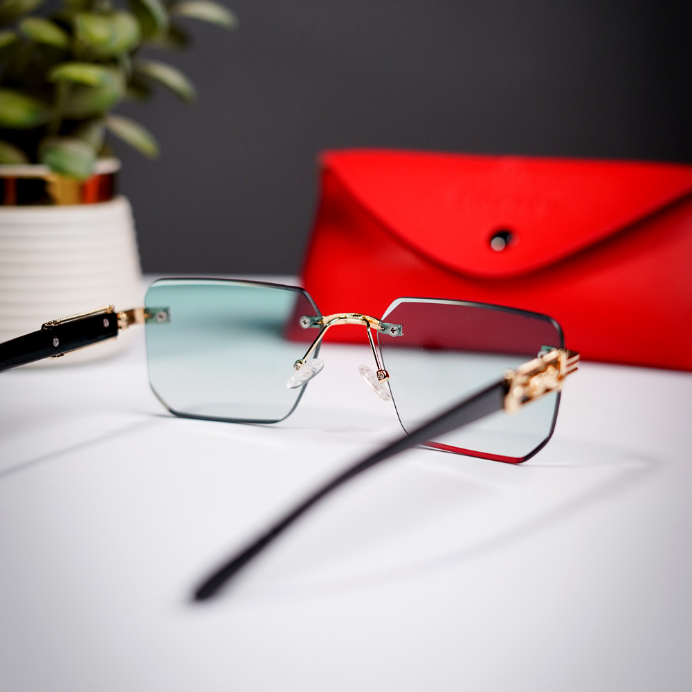 Square Sunglasses Blue lens 03 Rimless Luxury Square Sunglasses – Blue Shade Lenses | Sleek & Modern Look