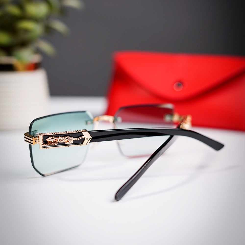 Square Sunglasses Blue lens 04 Rimless Luxury Square Sunglasses – Blue Shade Lenses | Sleek & Modern Look