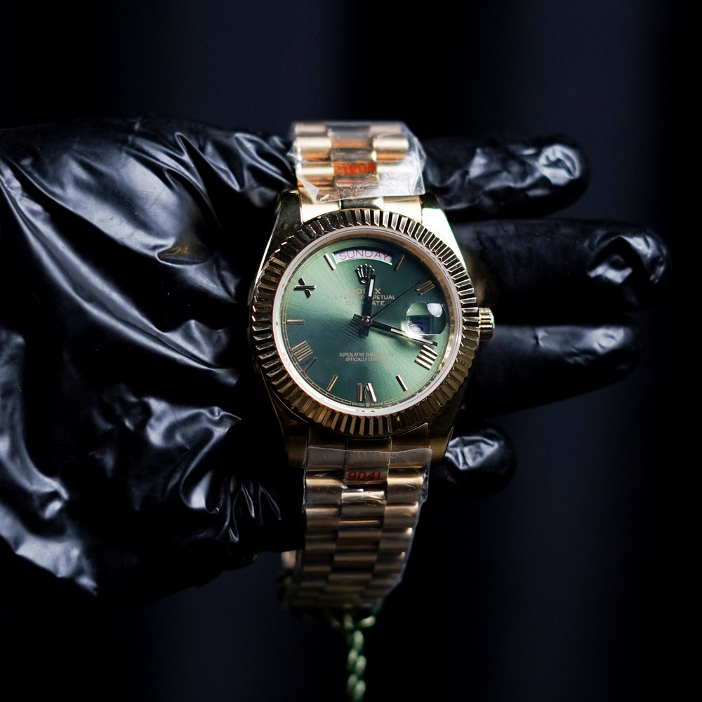 rolex golden green hand Premium Rolex Day-Date Rose Gold with Green Dial – Luxury Watch