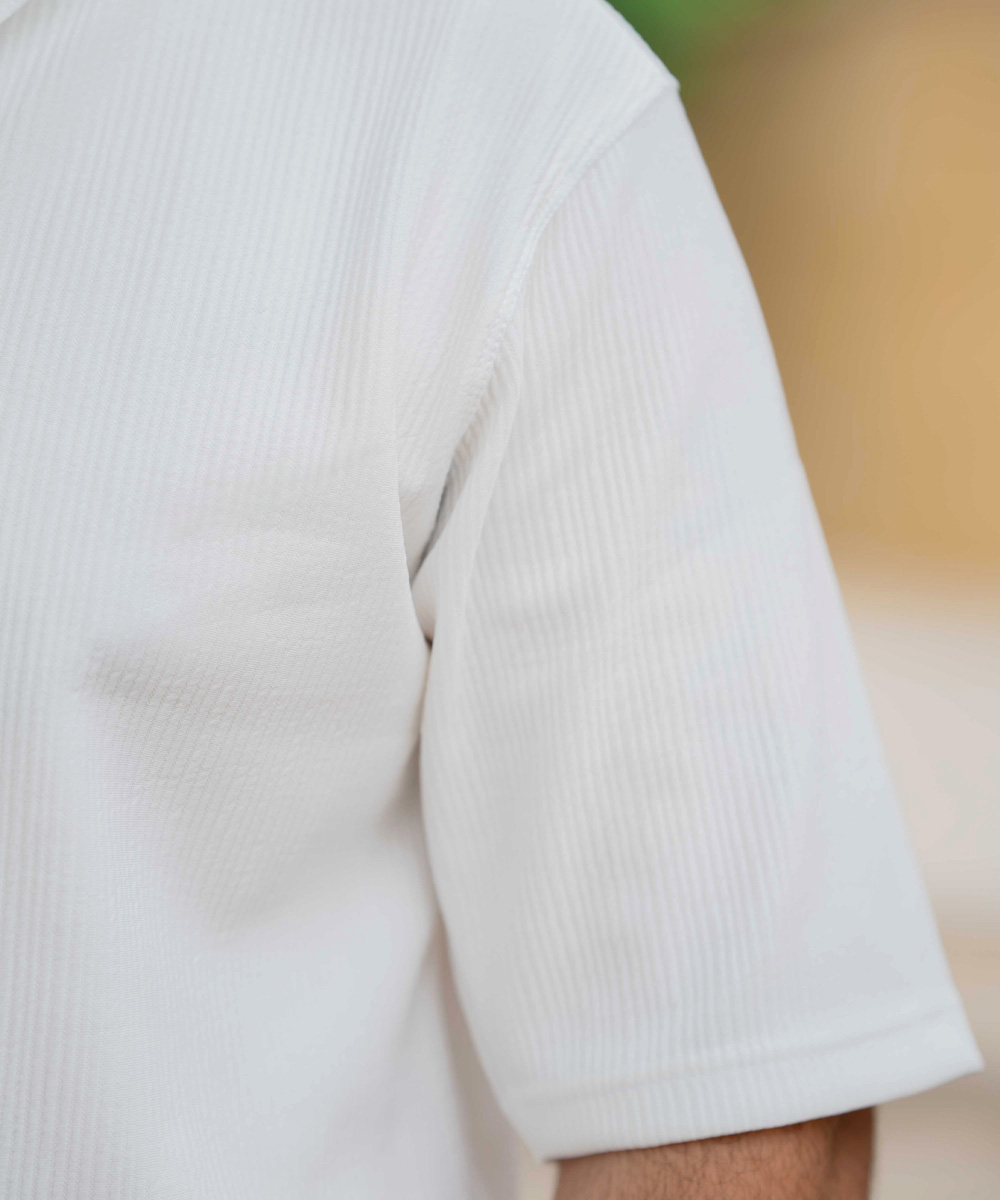 white sleeves Imported Knitted Co-ord Set White