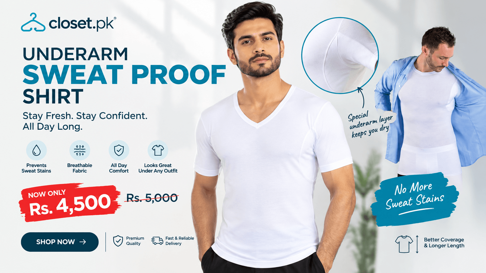 Home 4 Underarm Sweat Proof Shirt Banner Closet